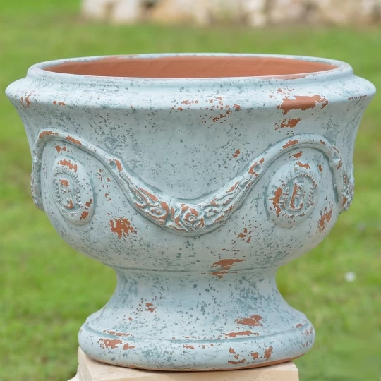 Coupe d'Anduze TERRE FIGUIERE Bleu Antica poterie H.48cm