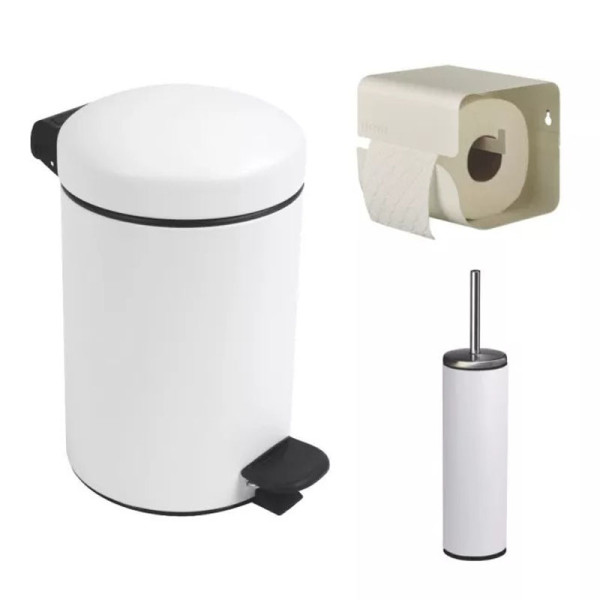 Ensemble poubelle 3L et accessoires PROSPER Bohème salle de bains toilettes - 5 coloris