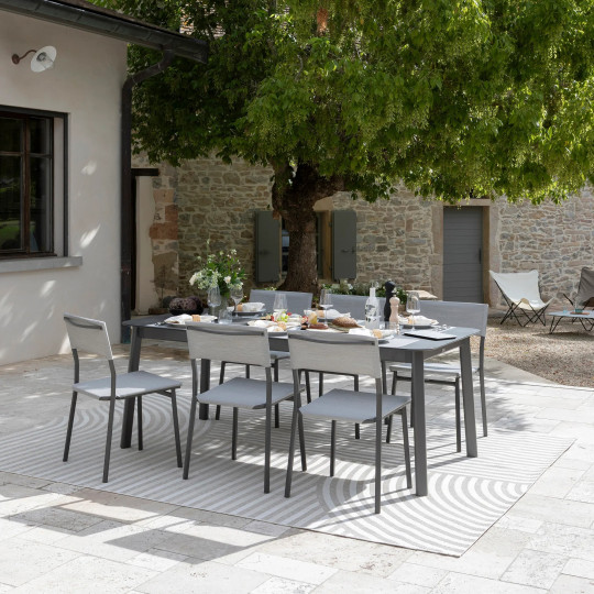 Table de repas extensible LAFUMA MOBILIER Oron HPL 6-8 personnes GRIS FUSAIN