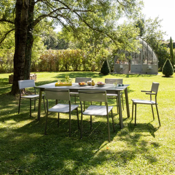Table de repas extensible LAFUMA MOBILIER Oron ALU 6-8 personnes GRIS TITANE