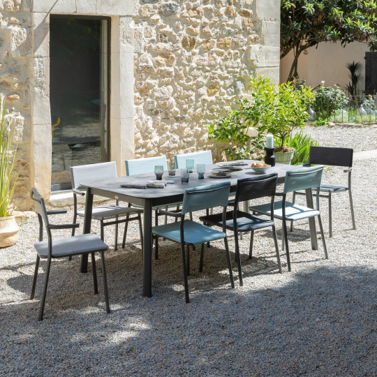 Table de repas extensible LAFUMA MOBILIER Oron HPL 8-10 personnes GRIS CIMENT