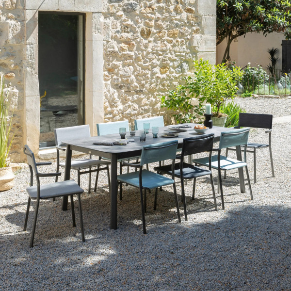 Table de repas extensible LAFUMA MOBILIER Oron HPL 8-10 personnes GRIS CIMENT
