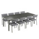 Ensemble LAFUMA MOBILIER table de repas extensible et 8 fauteuils de jardin Oron ALU 8-10 personnes GRIS SILVER