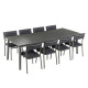 Ensemble LAFUMA MOBILIER table de repas extensible et 8 fauteuils de jardin Oron ALU 8-10 personnes GRIS DARK GREY