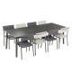 Ensemble LAFUMA MOBILIER table de repas extensible et 8 fauteuils de jardin Oron ALU 8-10 personnes GRIS TITANE