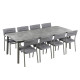 Ensemble LAFUMA MOBILIER table de repas extensible et 8 fauteuils de jardin Oron HPL 8-10 personnes GRIS SILVER