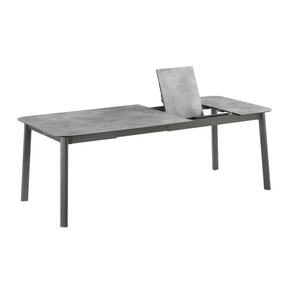 Ensemble LAFUMA MOBILIER table de repas extensible et 6 fauteuils de jardin Oron HPL 6-8 personnes GRIS CIMENT