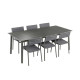 Ensemble LAFUMA MOBILIER table de repas extensible et 6 chaises de jardin Oron ALU 6-8 personnes GRIS TITANE