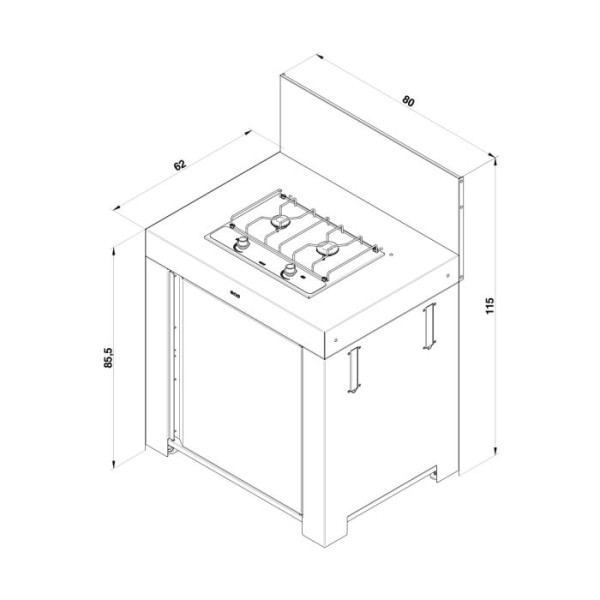 Meuble table de cuisson ENO Modulo Master table encastrée Gris cargo cuisine d'extérieur