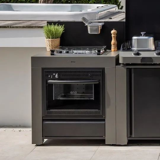 Meuble combiné table de cuisson et four ENO Modulo Master Gris cargo cuisine d'extérieur