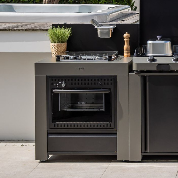Meuble combiné table de cuisson et four ENO Modulo Master Gris cargo cuisine d'extérieur