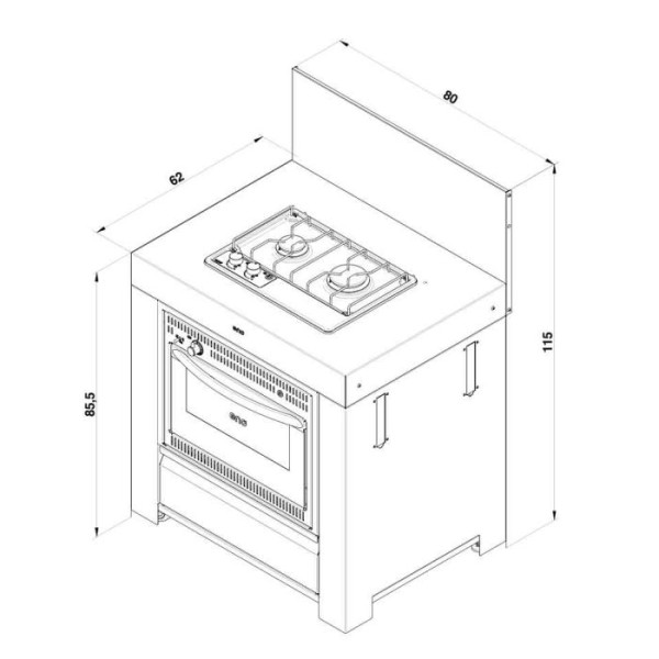 Meuble combiné table de cuisson et four ENO Modulo Master Gris cargo cuisine d'extérieur