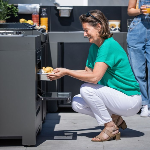 Meuble combiné table de cuisson et four ENO Modulo Master Gris cargo cuisine d'extérieur