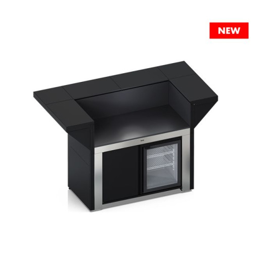Meuble îlot de cuisine ENO Modulo 120 avec comptoir noir et inox cuisine d'extérieur
