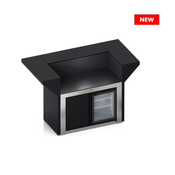 Meuble îlot de cuisine ENO Modulo 120 avec comptoir noir et inox cuisine d'extérieur