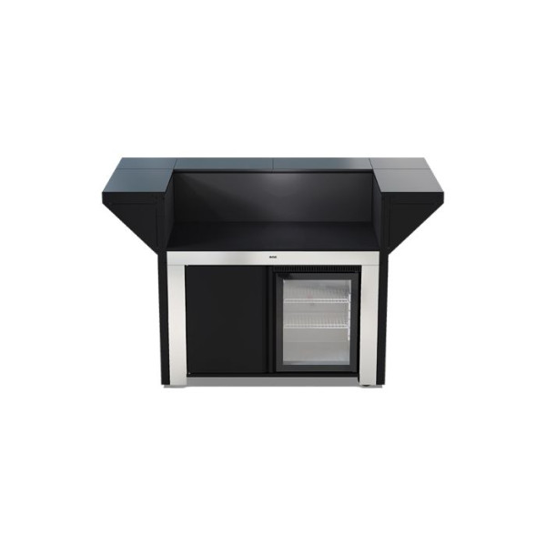 Meuble îlot de cuisine ENO Modulo 120 avec comptoir noir et inox cuisine d'extérieur