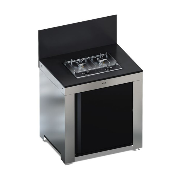 Meuble de cuisine ENO Modulo table Master encastrée noir et inox cuisine d'extérieur