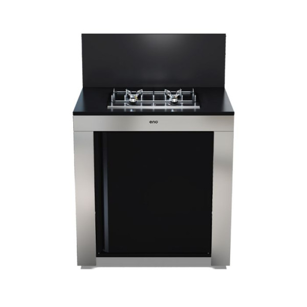 Meuble de cuisine ENO Modulo table Master encastrée noir et inox cuisine d'extérieur