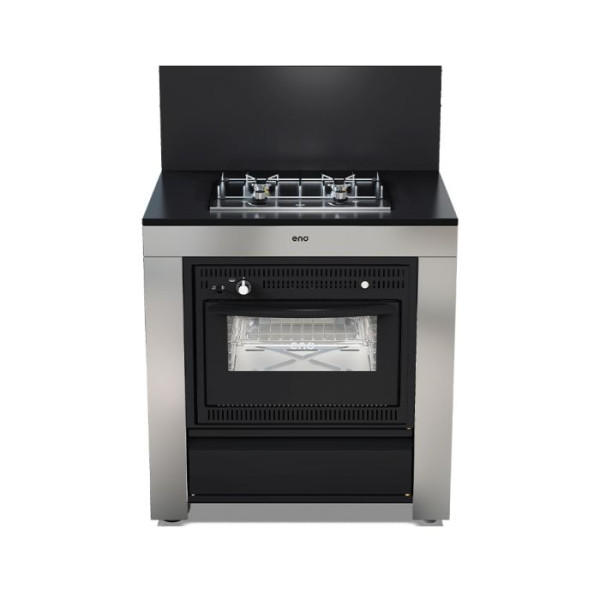 Meuble de cuisine ENO Modulo combiné 80 noir et inox table de cuisson et four cuisine d'extérieur