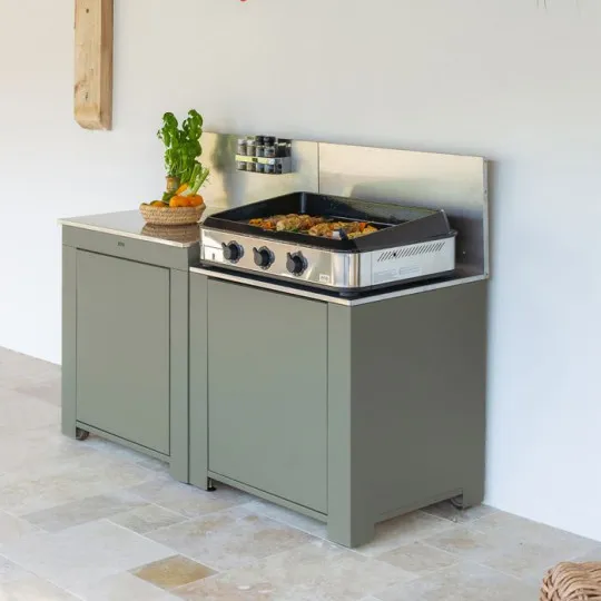 Ensemble cuisine ENO Essential 2 modules - coloris Sauge cuisine d'extérieur