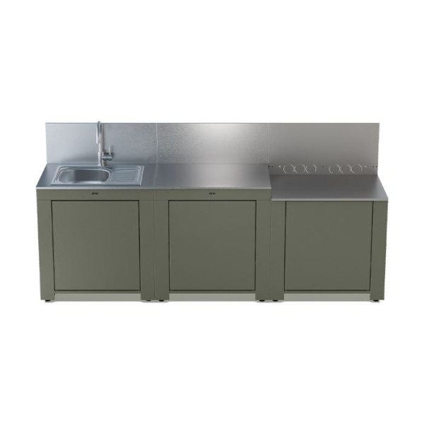 Ensemble cuisine ENO Essential 3 modules - coloris Sauge cuisine d'extérieur