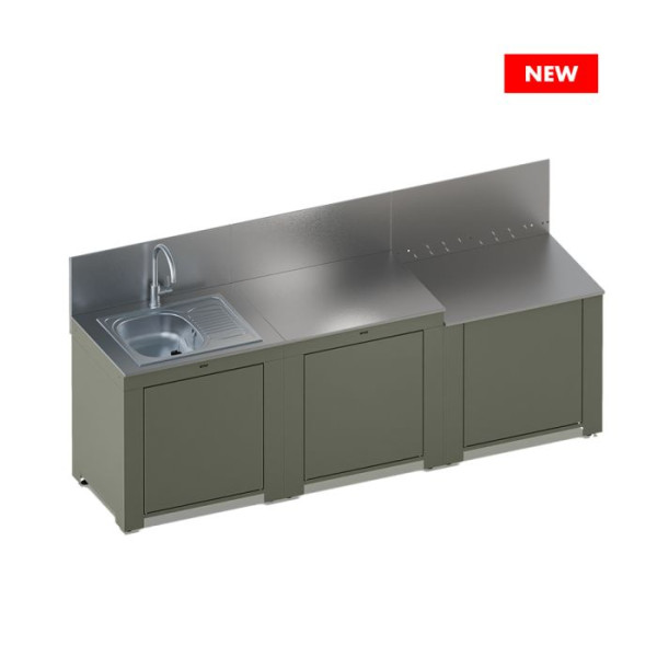 Ensemble cuisine ENO Essential 3 modules - coloris Sauge cuisine d'extérieur