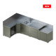 Ensemble cuisine ENO Comfort 5 modules - coloris Sauge cuisine d'extérieur