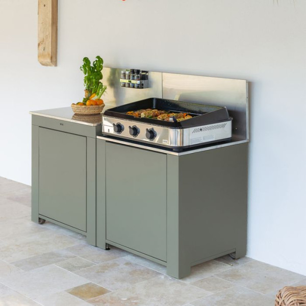 Meuble cuisine ENO Modulo plan de travail - coloris Sauge cuisine d'extérieur