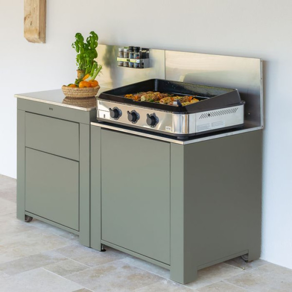 Meuble cuisine ENO Modulo plancha - coloris Sauge cuisine d'extérieur
