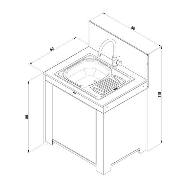Meuble cuisine ENO Modulo évier - coloris Sauge cuisine d'extérieur