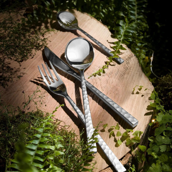 Fourchette de table GUY DEGRENNE Fuse martelé en acier inoxydable