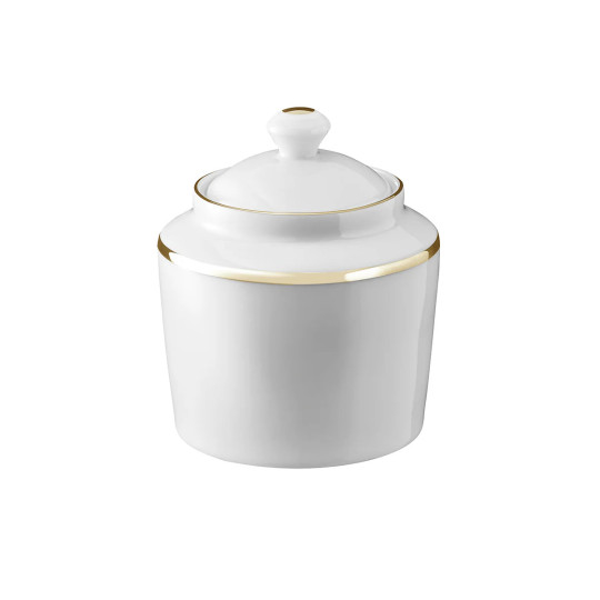 Sucrier GUY DEGRENNE Eclipse Galon Or en porcelaine blanche
