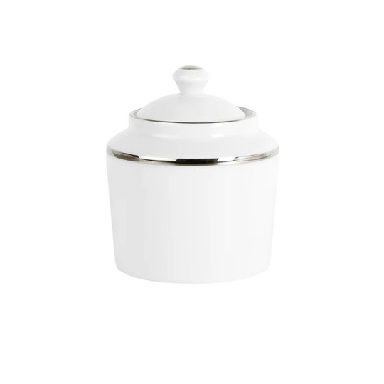 Sucrier GUY DEGRENNE Eclipse Galon Platine en porcelaine blanche