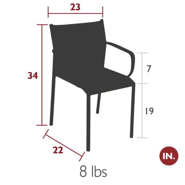 Chaise avec accoudoirs bridge de jardin FERMOB Cadiz - 8 coloris