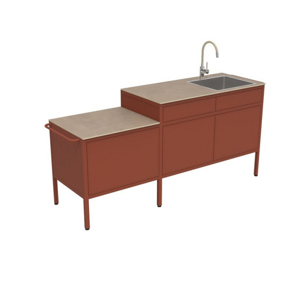 Cuisine d'extérieur FERMOB Goosto La Gourmande Ocre rouge - 190cm