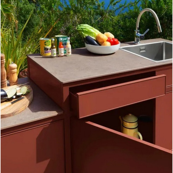 Cuisine d'extérieur FERMOB Goosto La Gourmande Ocre rouge - 190cm