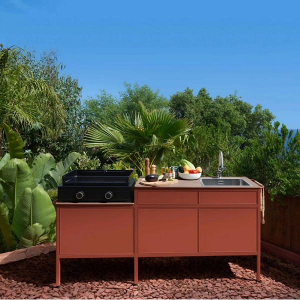 Cuisine d'extérieur FERMOB Goosto La Gourmande Ocre rouge - 190cm