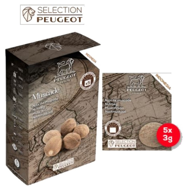 Muscade PEUGEOT SAVEURS (5 sachets par étui avec 1 noix par sachet)