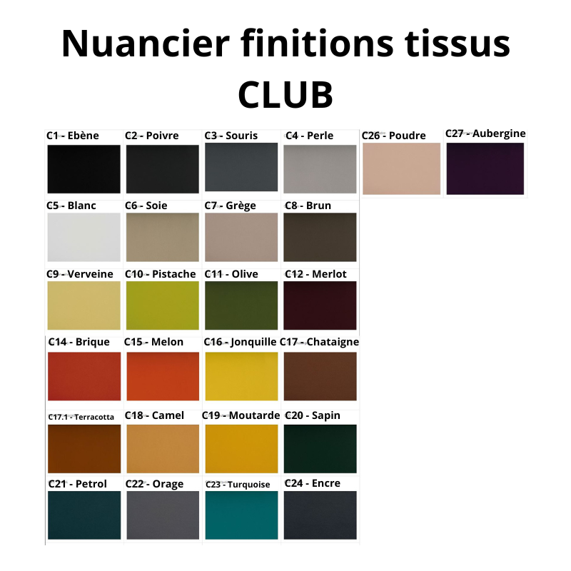 carrier nuancier finitions tissus CLUB (