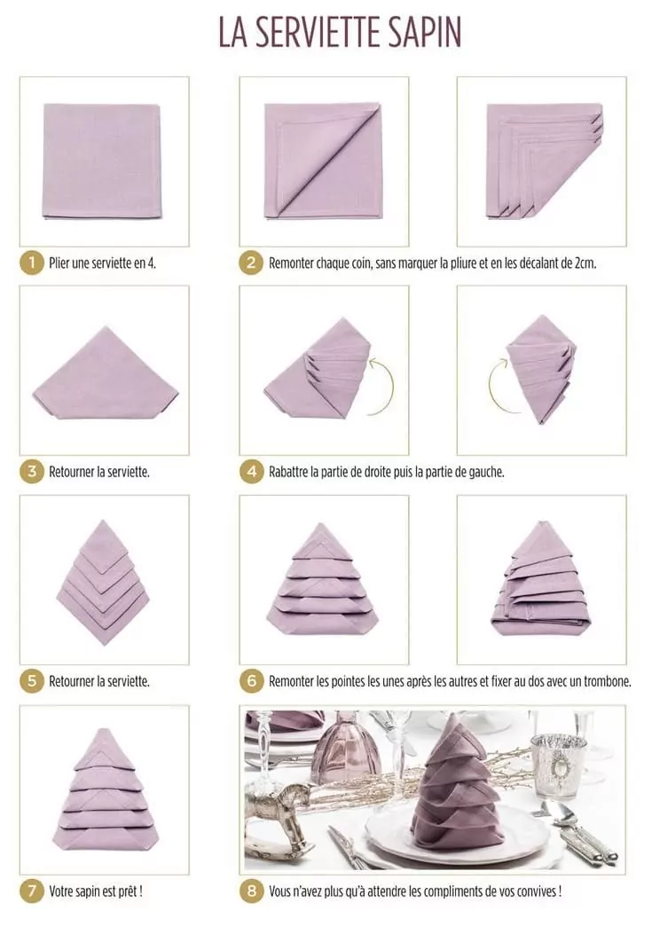 Pliage serviette - sapin de noel 2