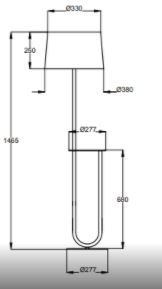 dimensions du lampadaire duo aluminor