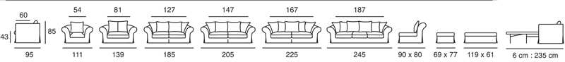 canapé convertible harry dimensions