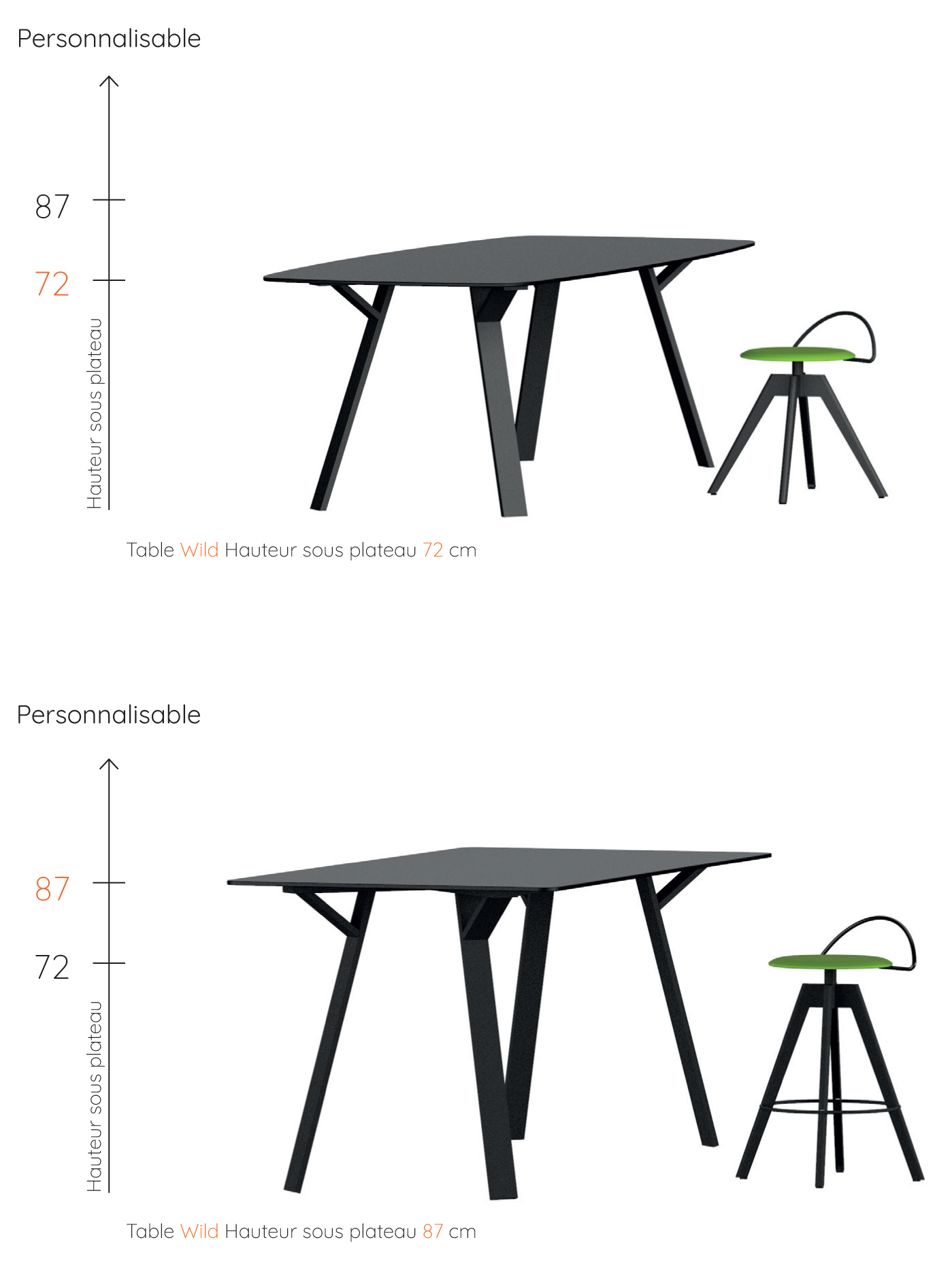 hauteur table wild